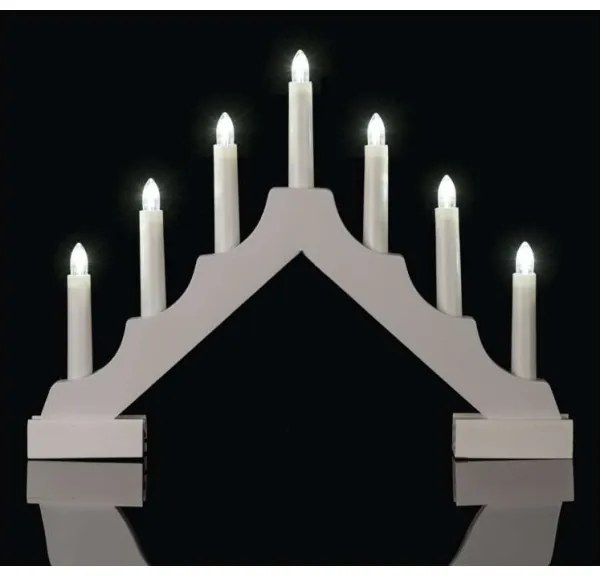 LED Vianočný svietnik 7xLED/2xAA biela