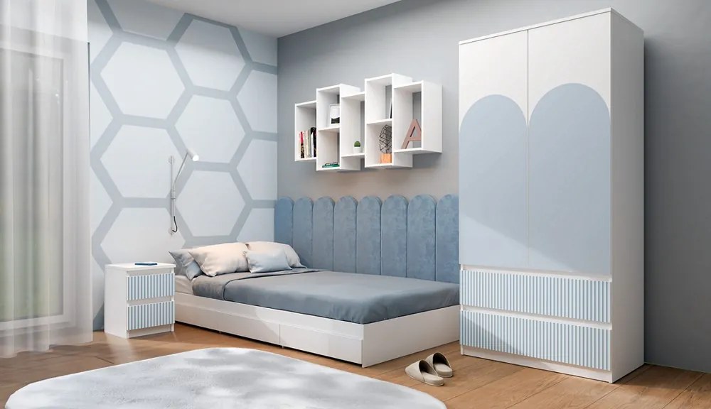 Detský nočný stolík MALWA M2 ARTESO bielo-modrý