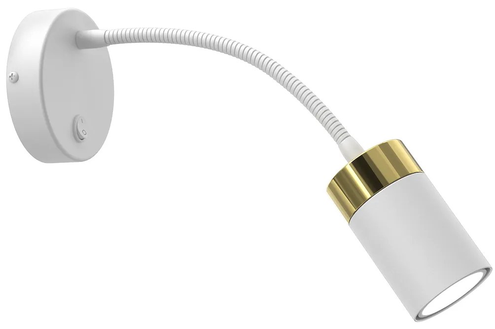 Nástenné svietidlo Joker, 1x zlaté/biele kovové tienidlo, w, vypínač