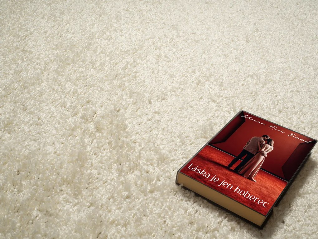Kusový koberec Efor Shaggy 2137 Cream, 160x230, biela, obývacia izba, Mono Carpet