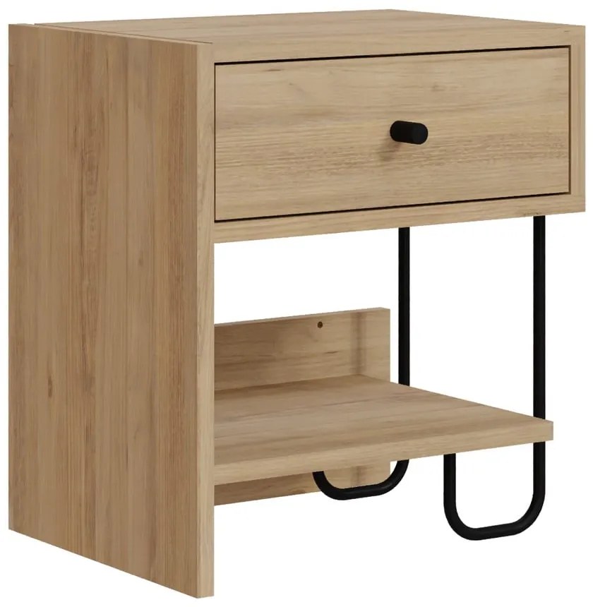 Nočný stolík v dekore duba s poličkami v prírodnej farbe Saturne – Marckeric