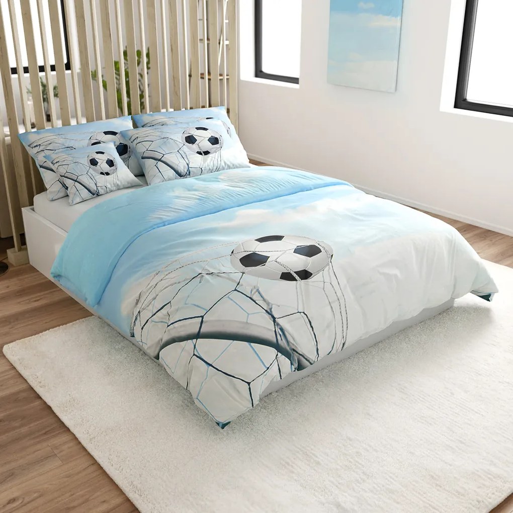 3D Bavlnené obliečky FOOTBALL ZONE, modré Rozmer obliečky: 70 x 90 cm | 140 x 200 cm