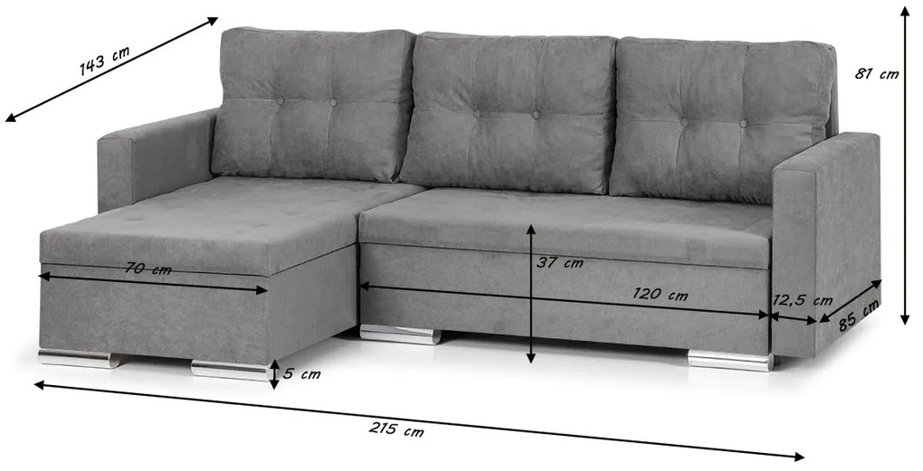 Rohová sedacia súprava s funkciou spania FELIX Tyrkysová