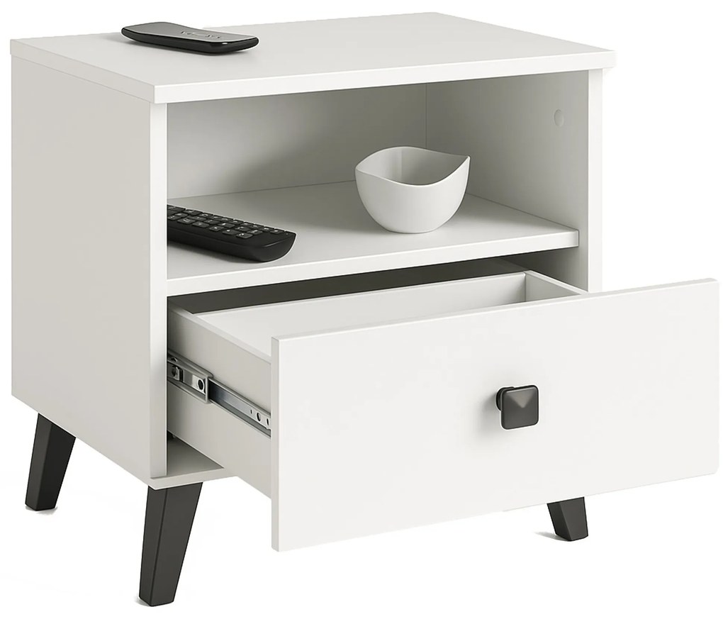 Nočný stolík MOBI K-01 biely/čierny