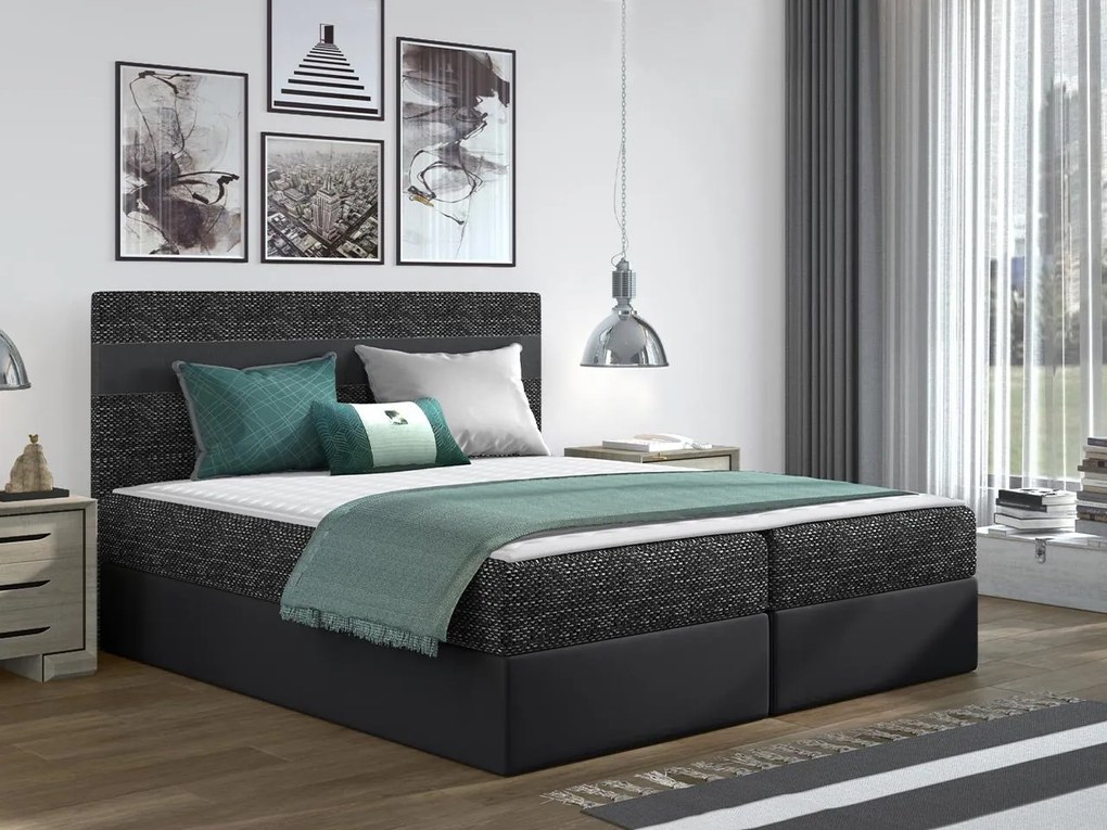 Kontinentálna posteľ Friesia, Rozmer postele: 140x200, Dostupné poťahy: Lawa 06 + ekokoža Soft 017