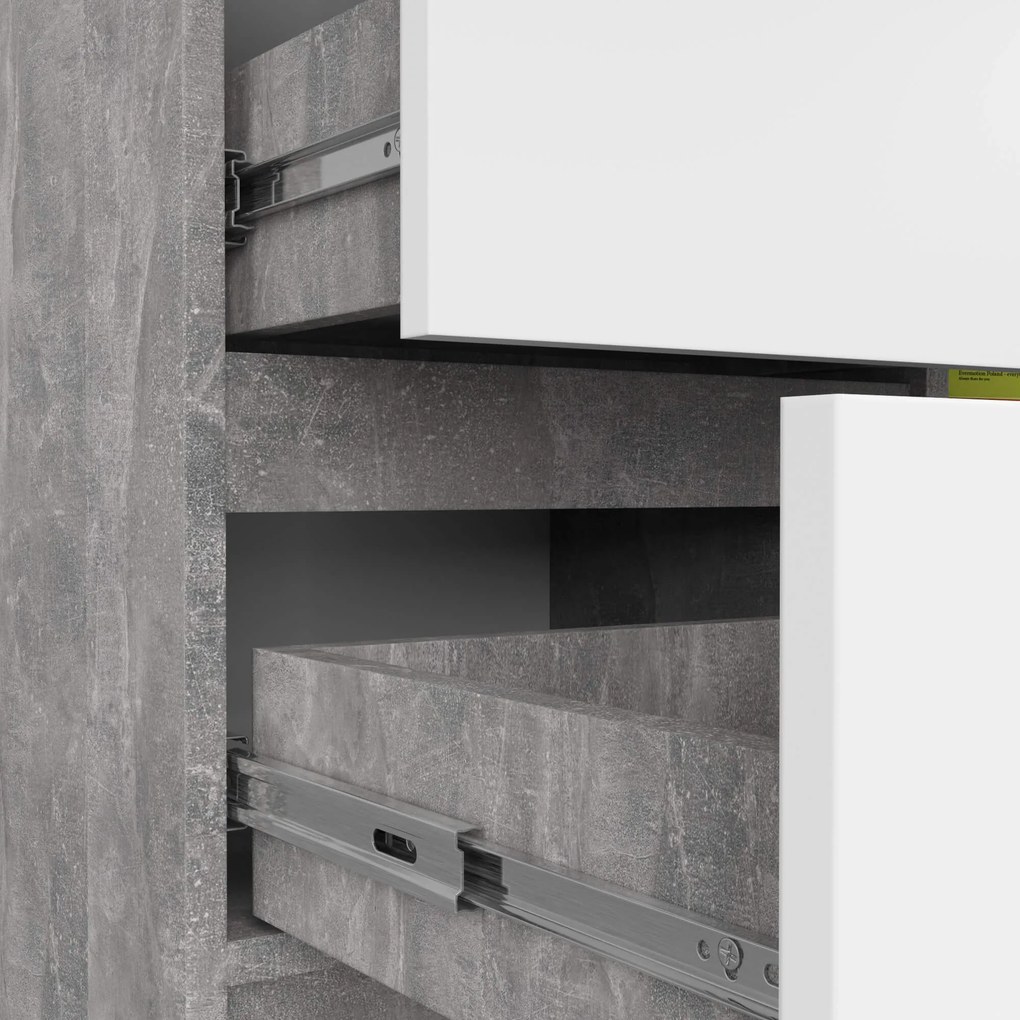 Komoda JERRY K 80 cm 1 dvere 3 zásuvky betón/biela