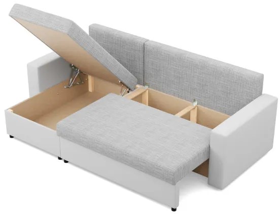 Rohová rozkladacia sedačka LUNA sivá / biela