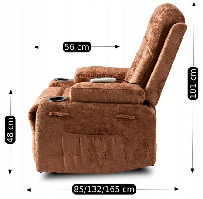 JAKS Masážne kreslo hnedé mikroplyš Box
