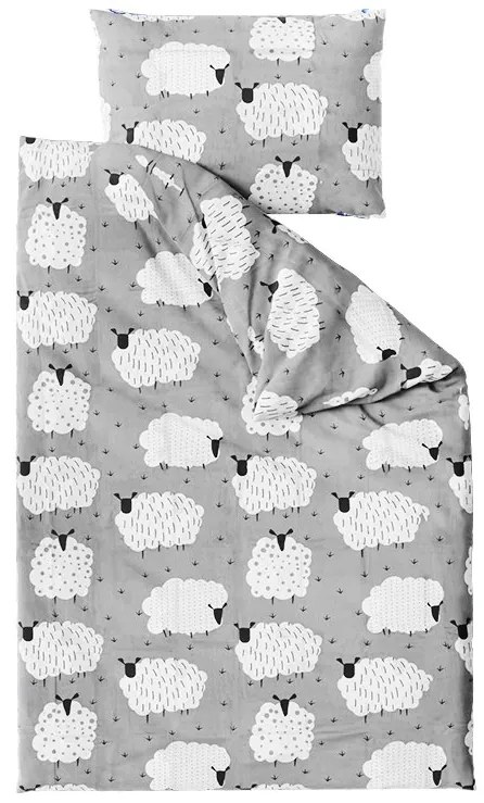 Krepové obliečky WHITE SHEEPS sivá Rozmer obliečky: 70 x 90 cm | 140 x 200 cm