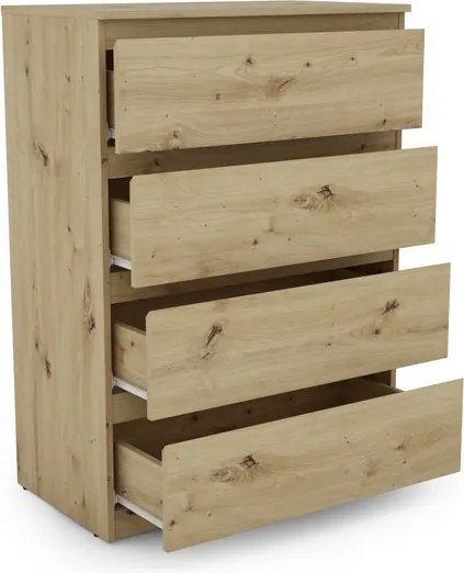 Komoda so 4 zásuvkami Carlos, dub artisan, 75 cm