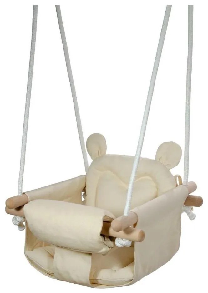 2Kids Toys - Detská textilná hojdačka krémová/buk