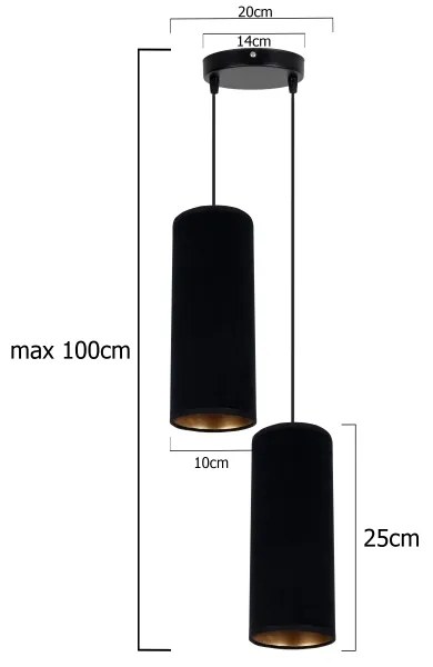 Luster na lanku AVALO 2xE27/60W/230V pr. 20 cm čierna