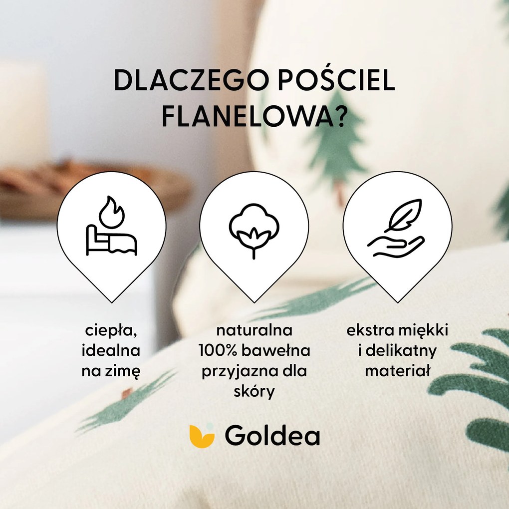 Goldea flanelové posteľné obliečky - stromčeky na režnom 140 x 200 a 70 x 90 cm