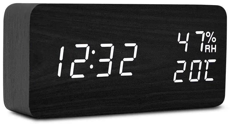 LED budík s dizajnom prírodného dreva