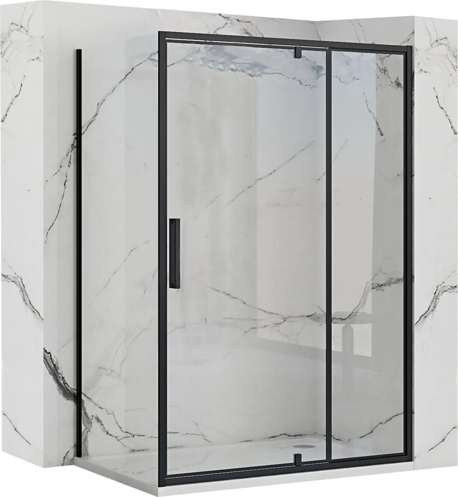 Štvorcový sprchovací kút REA RAPID SWING 90x90 cm, čierny/transparent - bez vaničky