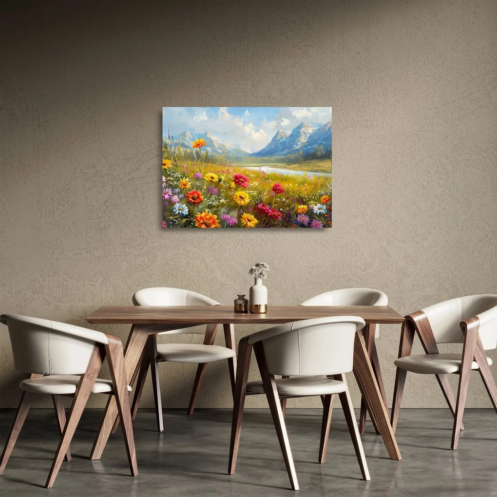 Sklenený obraz - Maľovaná krajina (70x50 cm)