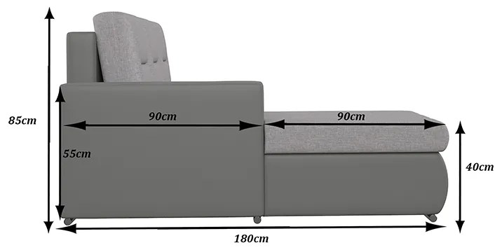 Rohová sedačka s rozkladom a úložným priestorom Otelo L - sivá (Sawana 05) / biela (Soft 17)