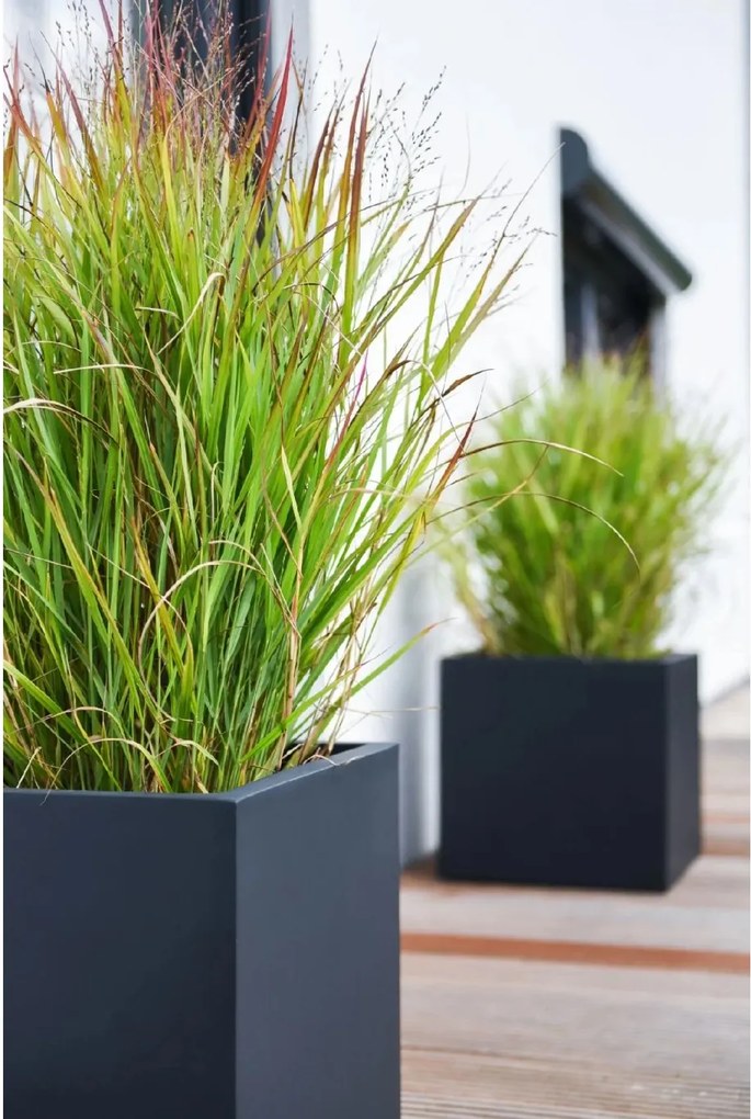 Kvetináč BLOCK, sklolaminát, 50x50x50 cm, antracit