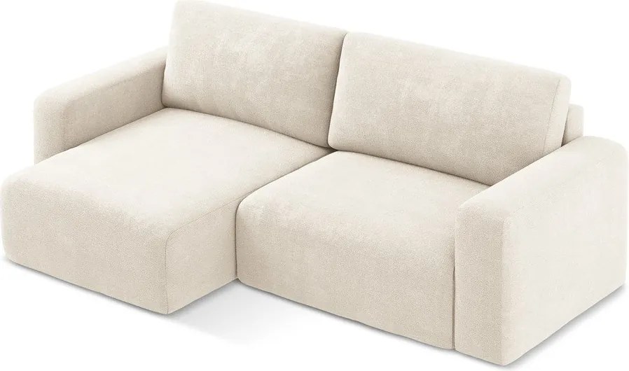 Krémovobiela ženilková rozkladacia/s úložným priestorom rohová pohovka (ľavý roh/s leňoškou) Kona – Makamii