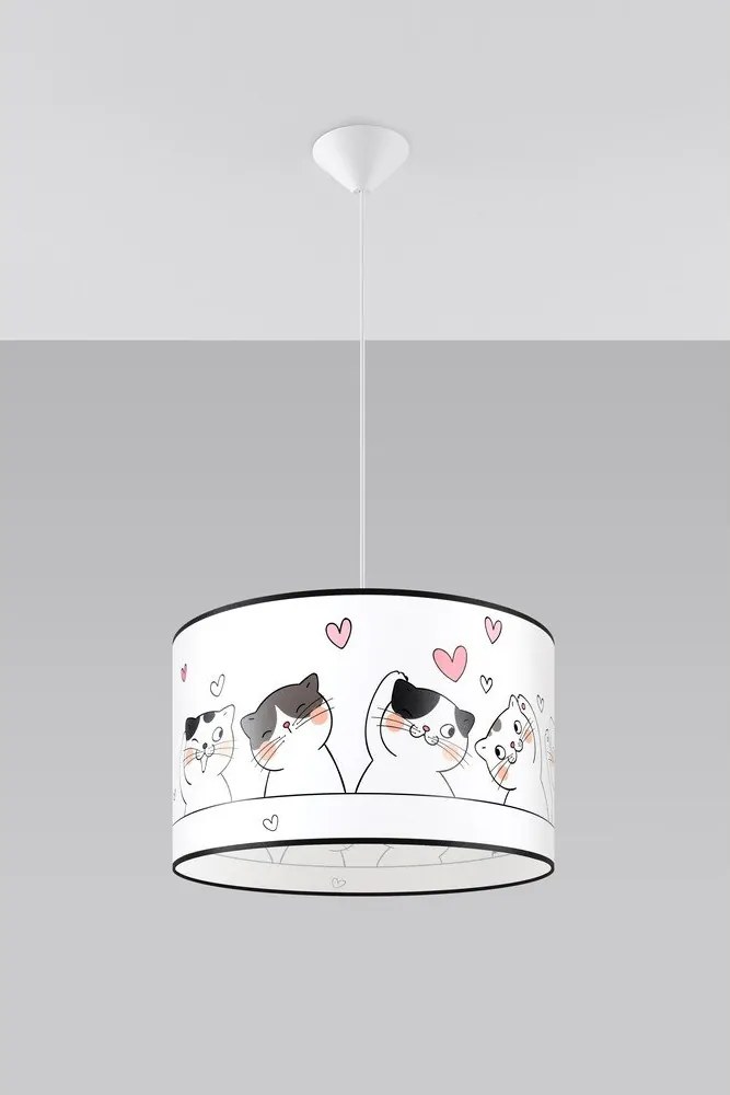 Biely detský luster s plastovým tienidlom ø 40 cm Puss – Sollux