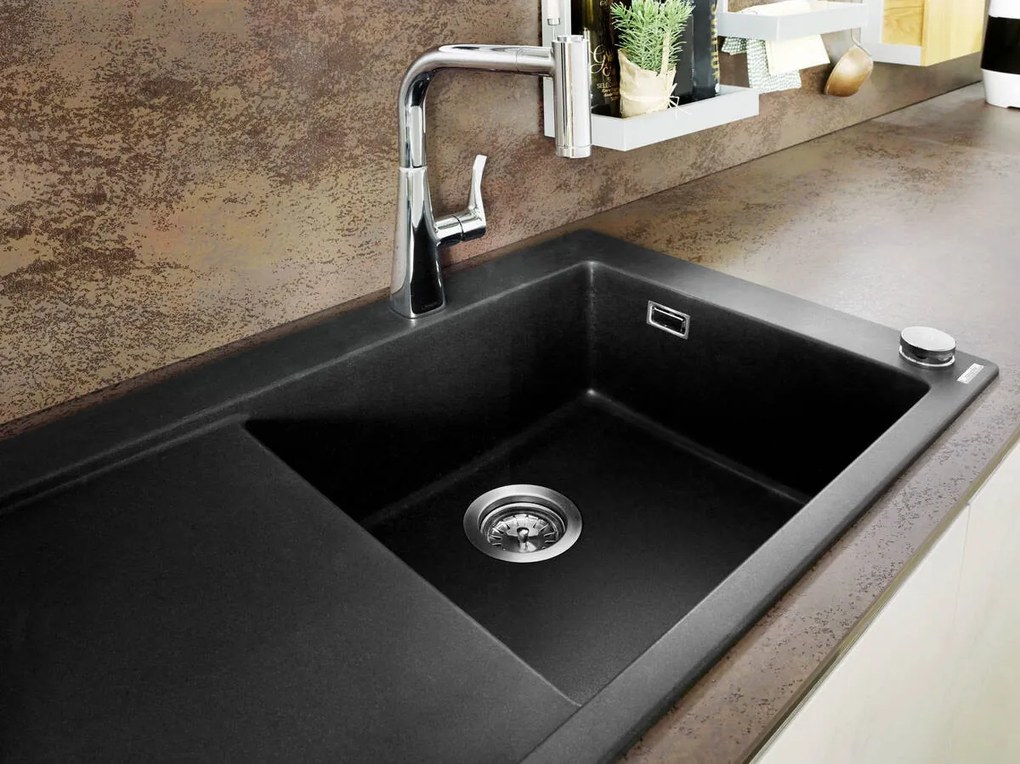 Hansgrohe S51, vstavaný drez 450 s odkvapkávacou plochou, čierny grafit, HAN-43314170