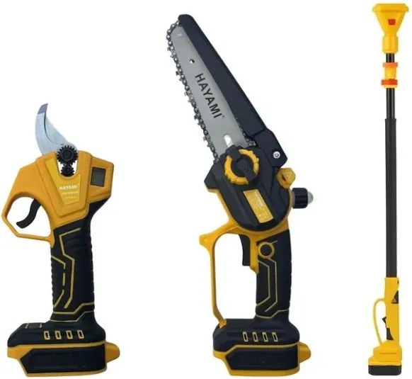 Veľká AKU sada HAYAMI HA-1008-1 3v1 - píla + záhradnícke nožnice + predlžovacia tyč 2,4 m
