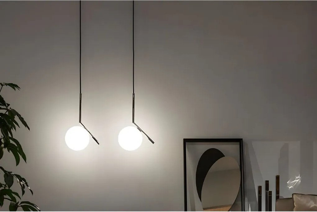 Toolight Toolight, stropná lampa sklenená guľa G107-1W, čierna-biela, OSW-09732