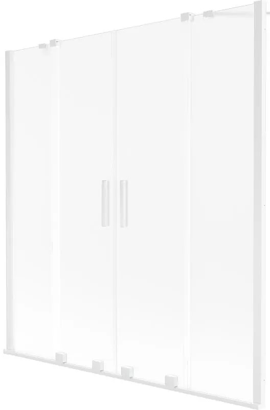 Mexen Velar Duo, 2-krídlová vaňová zástena s posuvnými dverami 140 x 150 cm, námraza, biely profil, 896-140-000-32-20