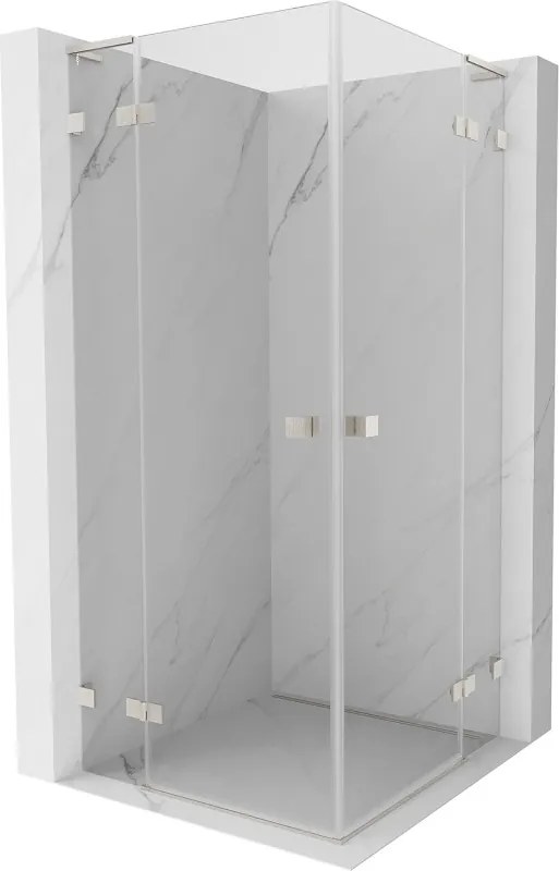 Mexen Lunar, L Duo výklopný sprchový kút 120 x 120 cm, 8mm číre sklo, oceľový profil, 834L-120L-120P-97-00