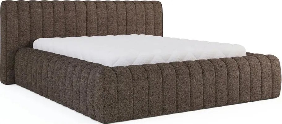 Hnedá čalúnená dvojlôžková posteľ s úložným priestorom s roštom 140x200 cm Carilla – ELTAP