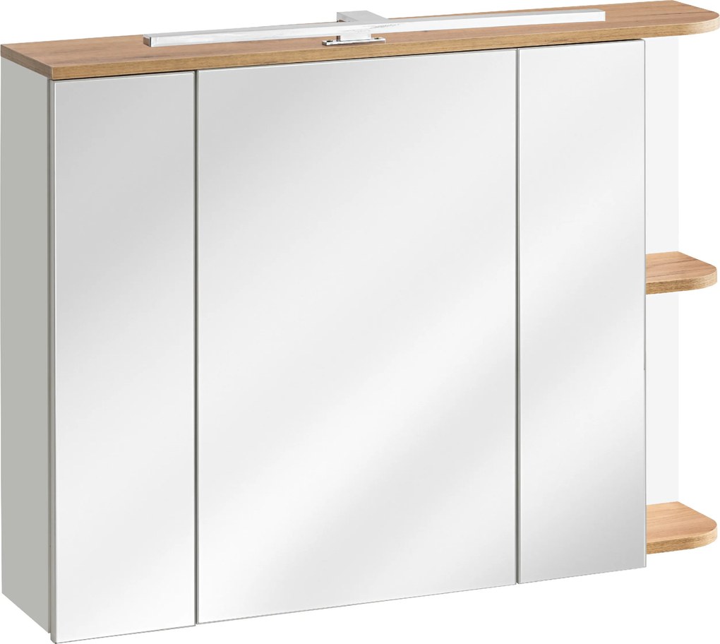 Comad Zrkadlová skrinka bez osvetlenia Platinum 90 biela/zlatý dub craft