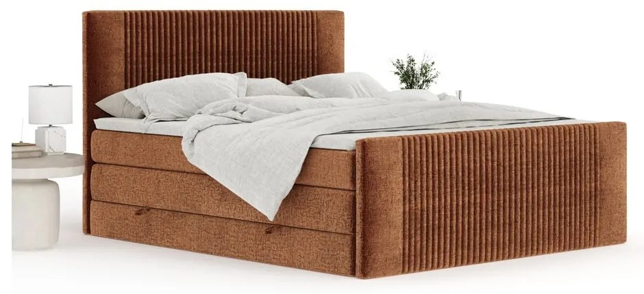 Oranžová boxspring posteľ s úložným priestorom 180x200 cm Bergamo – Maison de Rêve