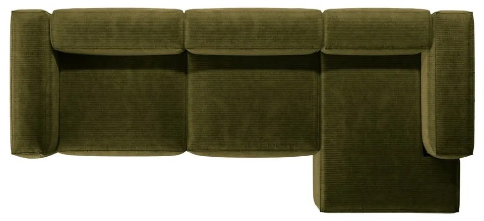 Zelená menčestrová rohová pohovka (pravý roh/s leňoškou) Bergamo – Cosmopolitan Design