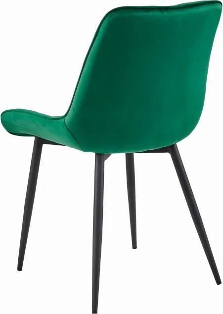 Set troch jedálenských stoličiek BERA zamatové tmavozelené / čierne nohy (3ks)