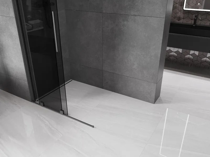 Mexen Velar, sprchová zástena s posuvnými dverami Walk-in 70 x 200 cm, 8mm šedé sklo, grafitová, 871-070-000-43-95