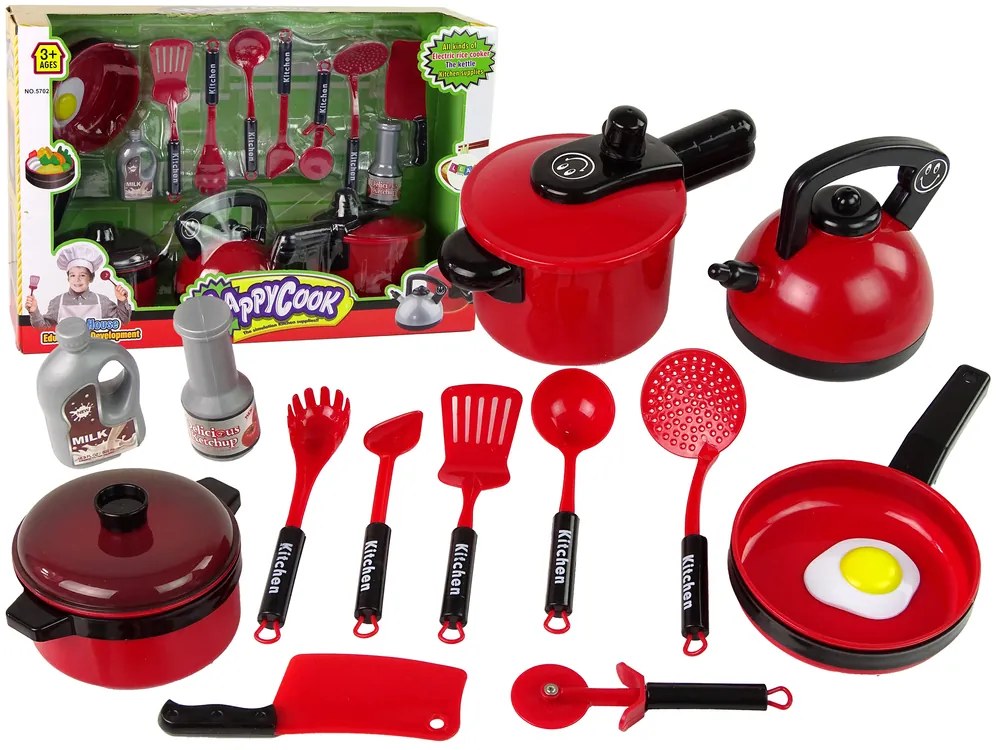 LEAN TOYS Sada kuchynských hrncov a doplnkov - červená