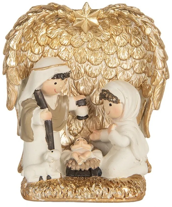 Zlatá antik vianočné dekorácie Betlehem v anjelských krídlach - 12*6*13 cm