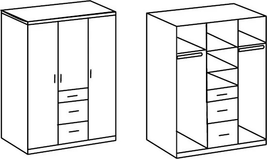Šatníková skriňa Joker, 135 cm, biela / dub sonoma