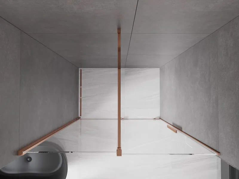 Mexen Velar, posuvné dvere do otvoru 150x200 cm, 8mm číre sklo, ružové zlato, 871-150-000-01-60