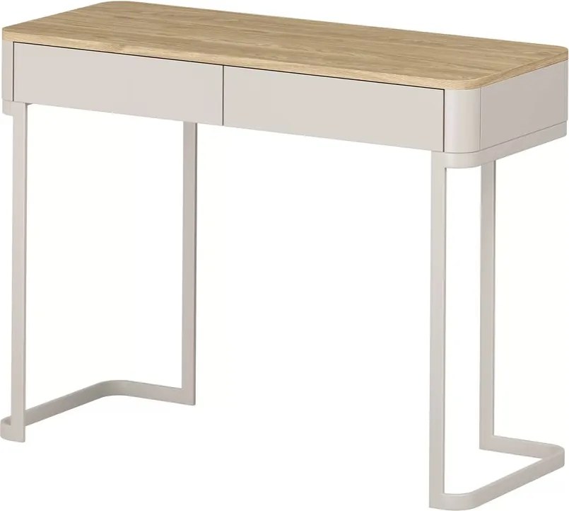 Konzolový stolík so zásuvkami Elivo 110 cm na ráme - kašmír / olejovaný dub