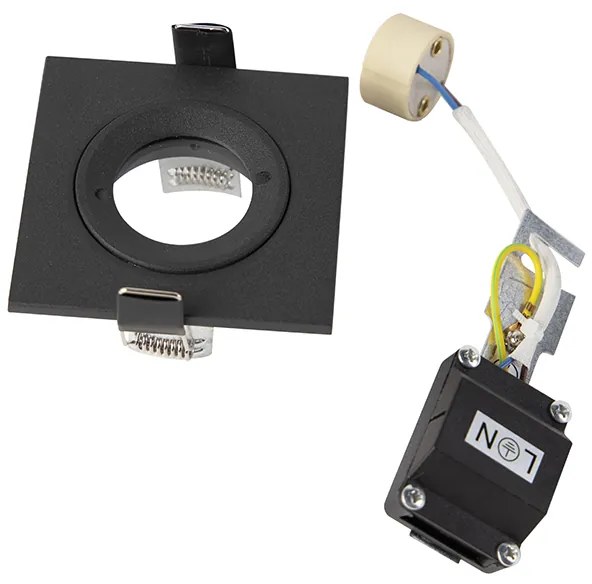 Inteligentné zapustené bodové svietidlo čierne štvorcové IP44 vrátane Wifi GU10 - Xena