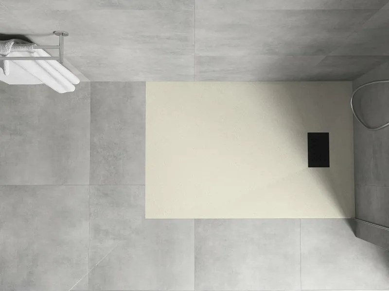 Mexen Hugo, obdĺžniková sprchová vanička, SMC, 120x70cm, béžová, čierna krytka, 42697012-B