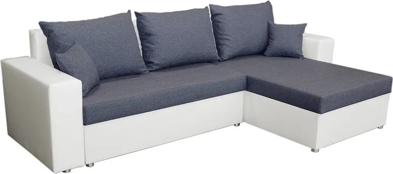 Rohová sedacia súprava Samba II, biela ekokoža/tmavo modrá látka