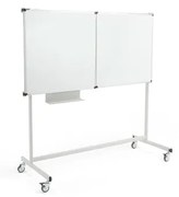 Biela magnetická tabuľa s kolieskami MEGAN, trojdielna, 1500x1000 mm