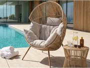 Zaoblené záhradné kreslo Robert Single, béžové%