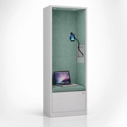 Akustická kabína SALLY MentalBox 600 mm – sivý korpus, zelené sedadlo