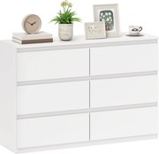 HOMCOM 3-zásuvková komoda, moderná bezúchytková skrinka do obývačky, spálne a chodby – biela (112 × 34 × 75 cm) | Aosom