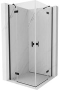 Mexen Mist-H Duo, 2-krídlový výklopný sprchový kút 70 x 70 cm, číre sklo, čierny profil, 8A5-070L-070P-70-00
