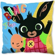 Detský obojstranný vankúš Zajačik Bing &amp; Flop / Zajačik Bing v póze Usaina Bolta - 40 x 40 cm