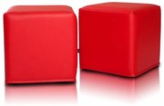 INTERMEDIC SK - Taburetka BLOCK 40x40 cm z ekokože | multifunkčný vak, podnožka, kocka Farba: E06 - Červená (ekokoža)